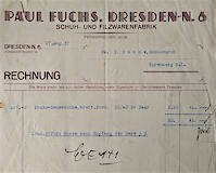 Rechnung für Kroko-Hausschuhe angekauft aus Dresden 1937