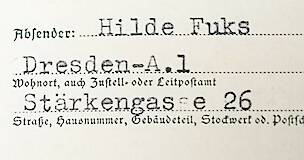 Adresse von Hilde Fuks 1938