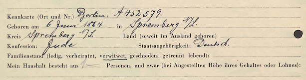 Angaben zu David Kempner auf seiner Vermögenserklärung von 1942