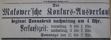 Kaufhaus Makower Ausverkauf, 28.01.1911