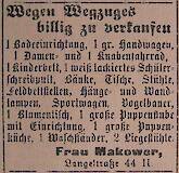 Möbelverkauf Familie Makower, 25.03.1911