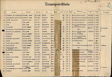 Deportationsliste u.a. mit Rosa Levy