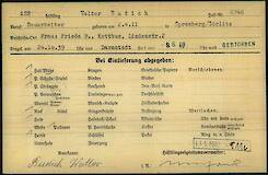 Karteikarte des Konzentrationslagers Buchenwald für Walter Budich