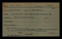 Kriegsopferkartei, Eintrag für Alfred Heyne