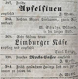 Apfelsinen, Mocka-Caffee, Heringe - Spremberger Kreisblatt vom 16.04.1853