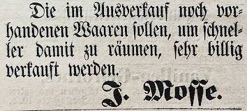 Ausverkauf - Spremberger Kreisblatt vom 17.3.1870