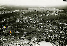 Tuchfabrik Levy in der Gartenstraße, Luftansicht 1930
