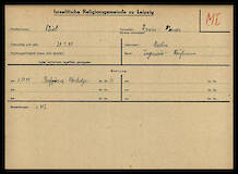 Nachkriegskartei der Israelitischen Religionsgemeinde Leipzig für Erwin-Werner Thiel