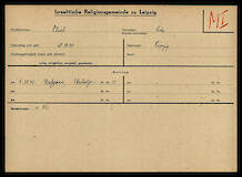 Nachkriegskartei der Israelitischen Religionsgemeinde Leipzig für Rita Thiel