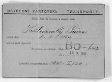 Deportationskartei für Laura Schlewinsky aus dem Ghetto Theresienstadt