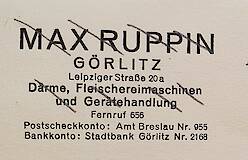 Geschäftsanzeige von Max Ruppin