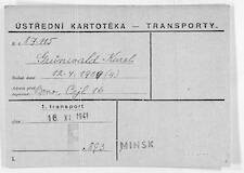 Abtransportkarte für Karl Grünwald aus dem Ghetto Theresienstadt
