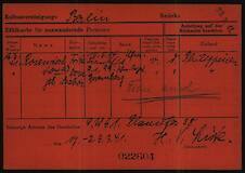 Karteikarte für Fritz und Dora Rosenstock 1941